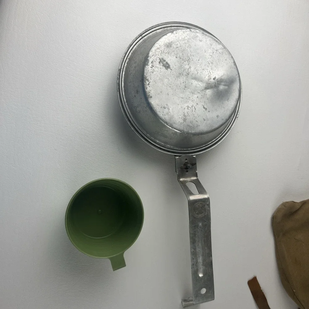 Vintage Boy Scouts Of America Aluminum Mess Kit Pot Pans Cup Mirror Set Camping